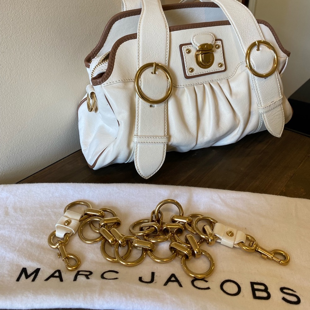 Marc Jacobs Cream Leather Purse with Gold Accents